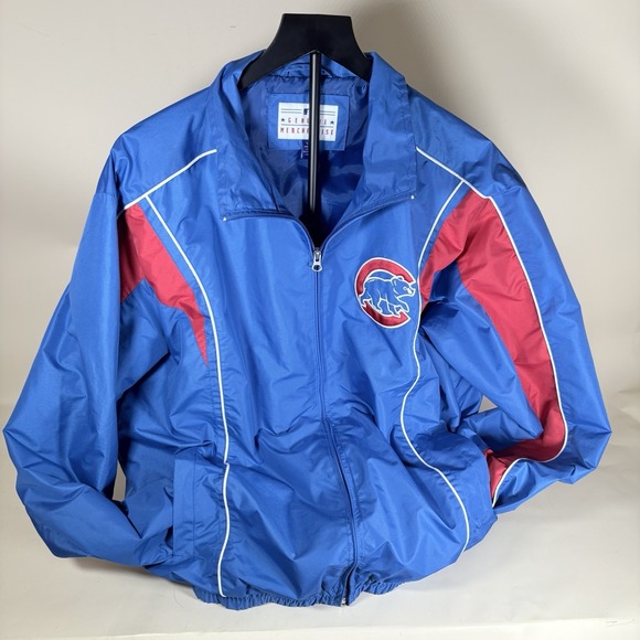 Chicago Cubs Windbreaker Jacket Men's Size L Blue Red‎ MLB Genuine Merchandise - Picture 1 of 5